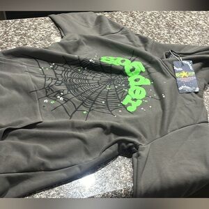 Spider Graphic Hoodie - Black with Neon Green Print